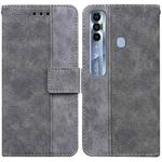 For Tecno Spark 7 Pro Geometric Embossed Leather Phone Case(Grey)