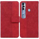 For Tecno Spark 7 Pro Geometric Embossed Leather Phone Case(Red)