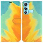 For Infinix Hot 11 X662 Watercolor Pattern Horizontal Flip Leather Phone Case(Autumn Leaf Color)