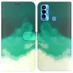 For Tecno Camon 18i Watercolor Pattern Horizontal Flip Leather Phone Case(Cyan Green)