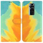 For Tecno Phantom X Watercolor Pattern Horizontal Flip Leather Phone Case(Autumn Leaf Color)
