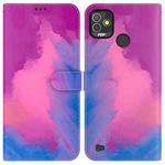 For Tecno Pop 5P Watercolor Pattern Horizontal Flip Leather Phone Case(Purple Red)