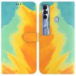 For Tecno Spark 7 Pro Watercolor Pattern Horizontal Flip Leather Phone Case(Autumn Leaf Color)