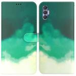 For Tecno Spark 8P Watercolor Pattern Horizontal Flip Leather Phone Case(Cyan Green)