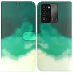 For Tecno Spark Go 2022 / Spark 8C Watercolor Pattern Horizontal Flip Leather Phone Case(Cyan Green)