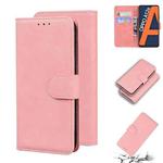 For OPPO A3S/Realme C1/A12E Skin Feel Pure Color Flip Leather Phone Case(Pink)