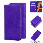 For OPPO A3S/Realme C1/A12E Skin Feel Pure Color Flip Leather Phone Case(Purple)