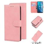 For OPPO A5S/AX5S/A12/A11K Skin Feel Pure Color Flip Leather Phone Case(Pink)