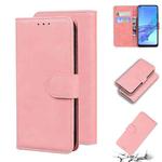 For OPPO A53/A33 Skin Feel Pure Color Flip Leather Phone Case(Pink)