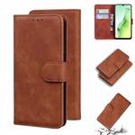 For OPPO A8/A31 2020 Skin Feel Pure Color Flip Leather Phone Case(Brown)