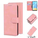 For OPPO A15/A15S Skin Feel Pure Color Flip Leather Phone Case(Pink)