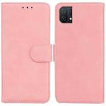 For OPPO A16K Skin Feel Pure Color Flip Leather Phone Case(Pink)