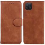 For OPPO A16K Skin Feel Pure Color Flip Leather Phone Case(Brown)