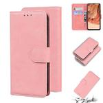 For OPPO A73/F17 Skin Feel Pure Color Flip Leather Phone Case(Pink)