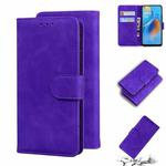 For OPPO A74 4G/F19 4G Skin Feel Pure Color Flip Leather Phone Case(Purple)