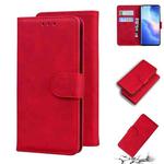 For OPPO Find X3 Neo/Reno5 Pro+ 5G Skin Feel Pure Color Flip Leather Phone Case(Red)