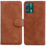 For OPPO Realme 9 Pro Skin Feel Pure Color Flip Leather Phone Case(Brown)