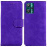 For OPPO Realme 9 Pro Skin Feel Pure Color Flip Leather Phone Case(Purple)