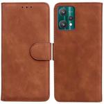 For OPPO Realme 9 Pro+ Skin Feel Pure Color Flip Leather Phone Case(Brown)