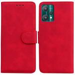 For OPPO Realme 9 Pro+ Skin Feel Pure Color Flip Leather Phone Case(Red)