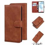 For OPPO Realme C21 Skin Feel Pure Color Flip Leather Phone Case(Brown)