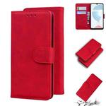 For OPPO Realme C21 Skin Feel Pure Color Flip Leather Phone Case(Red)