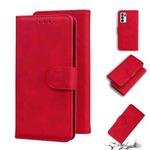 For OPPO Reno6 Pro Skin Feel Pure Color Flip Leather Phone Case(Red)