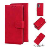 For OPPO Reno6 Pro+ Skin Feel Pure Color Flip Leather Phone Case(Red)