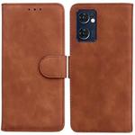 For OPPO Reno7 5G (Taiwan)/Find X5 Lite Skin Feel Pure Color Flip Leather Phone Case(Brown)