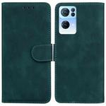 For OPPO Reno7 Pro 5G Skin Feel Pure Color Flip Leather Phone Case(Green)