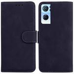 For OPPO Reno7 Pro 5G Skin Feel Pure Color Flip Leather Phone Case(Black)