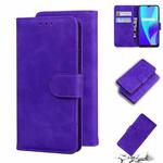 For OPPO Realme C15 Skin Feel Pure Color Flip Leather Phone Case(Purple)