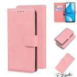 For OPPO Reno4 Lite/F17 Pro/A93/Reno4 F Skin Feel Pure Color Flip Leather Phone Case(Pink)