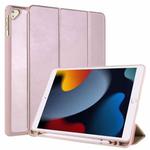 For iPad 9 / 8 / 7 / 6 / 5 Horizontal Flip Tablet PC PU Leather Case with Three-folding Holder & Pen Slot(Rose Gold)