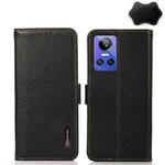For OPPO Realme GT Neo3 KHAZNEH Side-Magnetic Litchi Genuine Leather RFID Phone Case(Black)