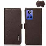 For OPPO Realme GT Neo3 KHAZNEH Side-Magnetic Litchi Genuine Leather RFID Phone Case(Brown)