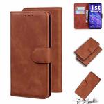 For UMIDIGI A5 Pro Skin Feel Pure Color Flip Leather Phone Case(Brown)