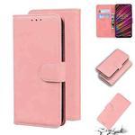 For UMIDIGI F1 Skin Feel Pure Color Flip Leather Phone Case(Pink)