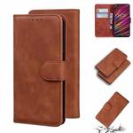 For UMIDIGI F1 Skin Feel Pure Color Flip Leather Phone Case(Brown)