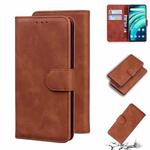 For UMIDIGI A9 Pro Skin Feel Pure Color Flip Leather Phone Case(Brown)