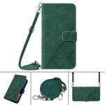 For Samsung Galaxy A12 / M12 Crossbody 3D Embossed Flip Leather Phone Case(Dark Green)