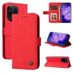 For OPPO Find X5 Pro Skin Feel Life Tree Metal Button Leather Phone Case(Red)