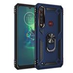 For Motorola Moto G8 Plus Armor Shockproof TPU + PC Protective Case with 360 Degree Rotation Holder(Blue)