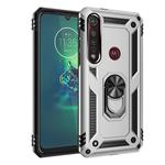 For Motorola Moto G8 Plus Armor Shockproof TPU + PC Protective Case with 360 Degree Rotation Holder(Silver)