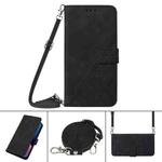 For Sharp Aquos R6 Crossbody 3D Embossed Flip Leather Phone Case(Black)