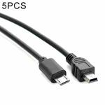 5 PCS 30cm Mini 5 Pin USB to Micro USB OTG Phone Data Cable for Canon(Black)