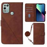 For Infinix Hot 11 Play Crossbody 3D Embossed Flip Leather Phone Case(Brown)