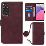 For Infinix Note 11 Crossbody 3D Embossed Flip Leather Phone Case(Wine Red)