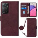 For Infinix Note 11 Pro Crossbody 3D Embossed Flip Leather Phone Case(Wine Red)