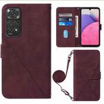 For Infinix Note 11S Crossbody 3D Embossed Flip Leather Phone Case(Wine Red)